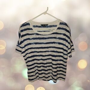 Lauren Ralph Lauren Navy & White Striped Blouse Size Small